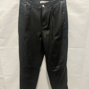 Zara black faux leather high rise straight leg pants. Size 4.